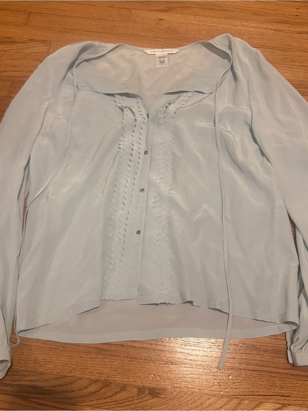 Diane Von Furstenberg Light Blue Silk Blouse